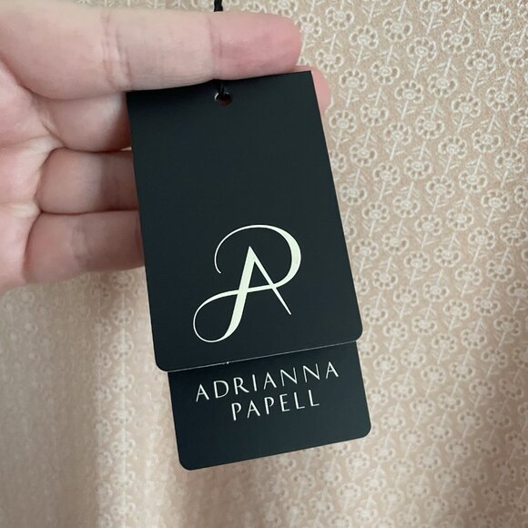 Adrianna Papell Women Plus SZ 2X Blush Pink Micro Floral L/S V-Neck Blouse NWT - Picture 7 of 11